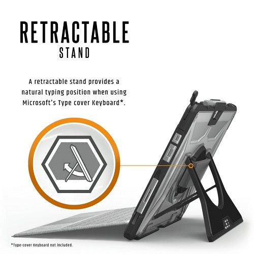 UAG Plasma Case For Surface Pro 2017, Pro 4 w/ (H/Sh/Strap) Ice/Black 2