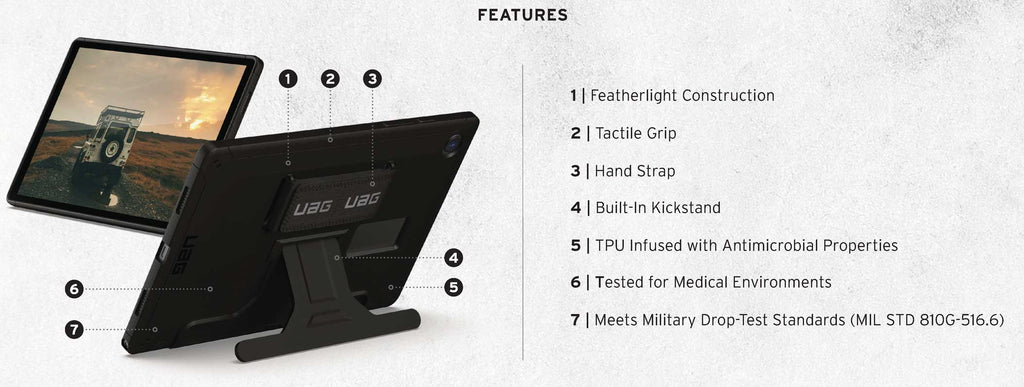 UAG Scout Case Kickstand & Handstrap Samsung Tab A8 X200 & X205 10.5 inch 2021 9