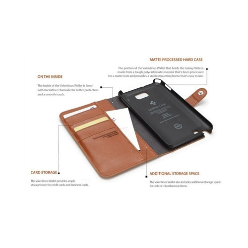SGP Leather Wallet Case Valentinus Samsung Galaxy Note Brown 2