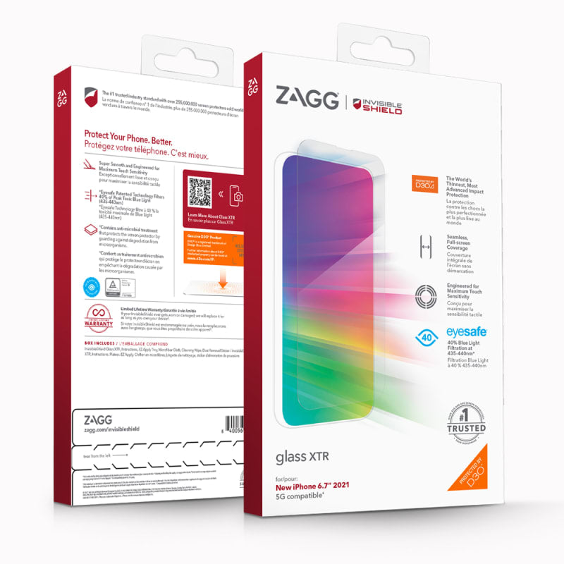 Zagg Invisible Shield Glass XTR & D3O Screen Protector iPhone 13 Pro Max 6.7 inch 8