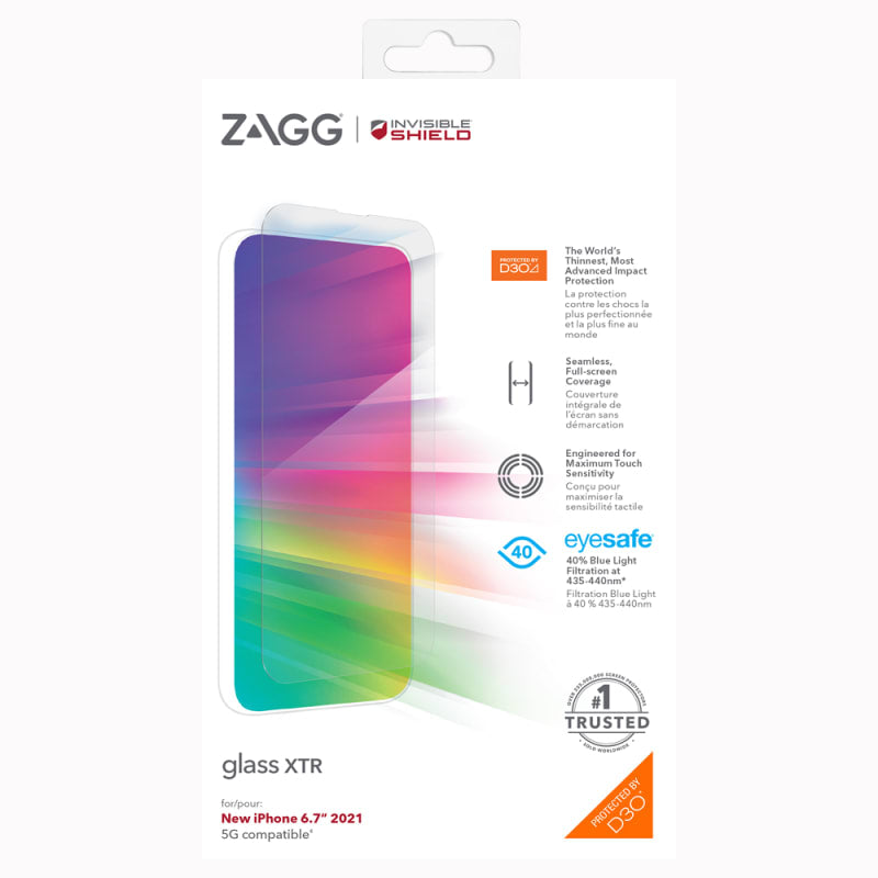 Zagg Invisible Shield Glass XTR & D3O Screen Protector iPhone 13 Pro Max 6.7 inch 6