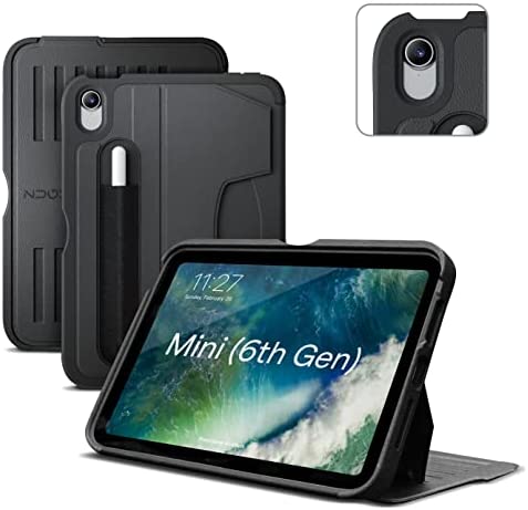 Zugu Rugged Folio Case iPad Mini 6/7 /A17 Pro Gen with Magnetic Stand - Black
