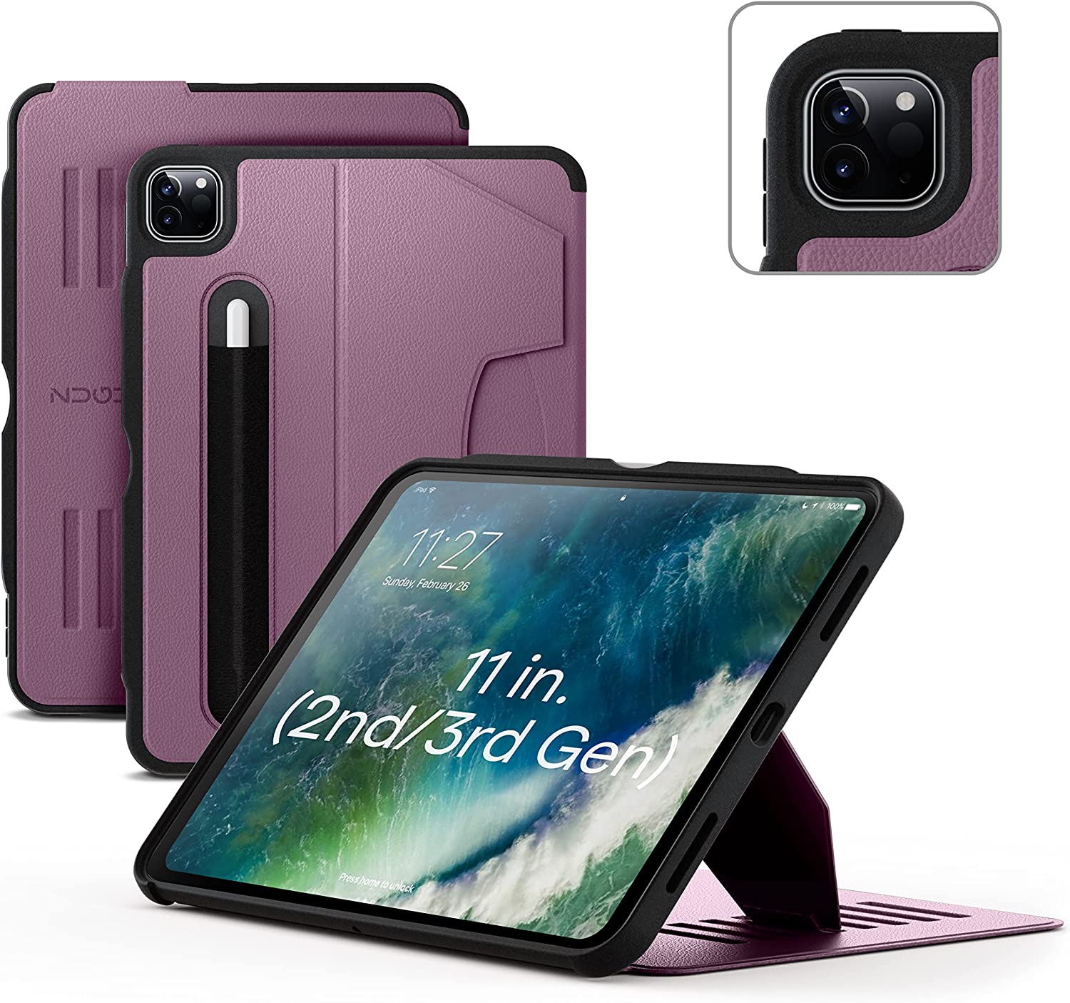Zugu iPad Folio Case Magnetic Stand iPad Pro 11 inch 4th 3rd 2nd 1st Gen - Berry Purple